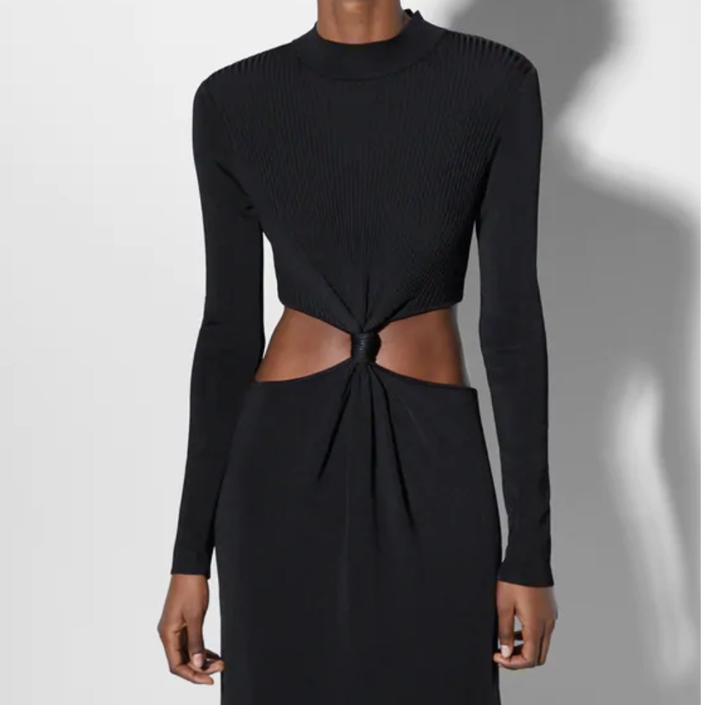 Zara Black Maxi Dress with Cut-Out Detail